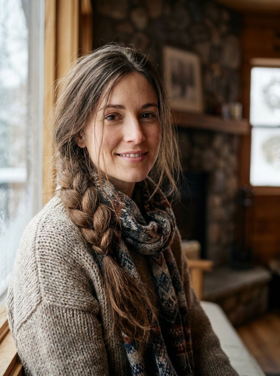 Seitlicher Flechtzopf - Winterfrisuren für lange Haare